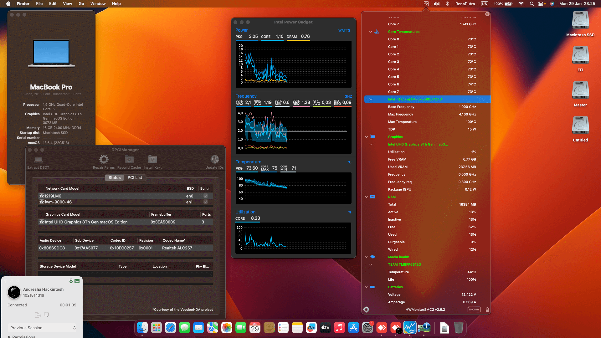 Success Hackintosh macOS Ventura 13.6.4 Build 22G513 in Lenovo Thinkpad L390 Touchscreen